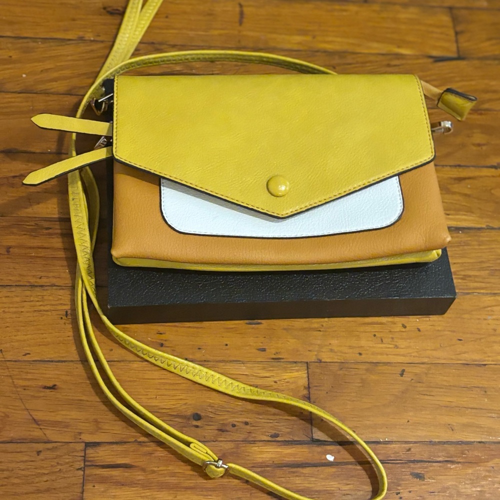 Yellow and Tan Women's Crossbody Bag